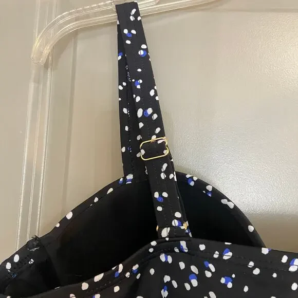 Swimsuits for All Size 20 Black White & Blue Polka Dot Underwire Tankini Top - Picture 8 of 8